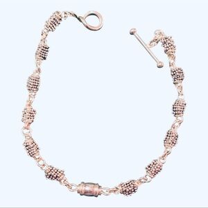 Michael Dawkins Sterling Granulation Link Barrel Bead Bracelet ~